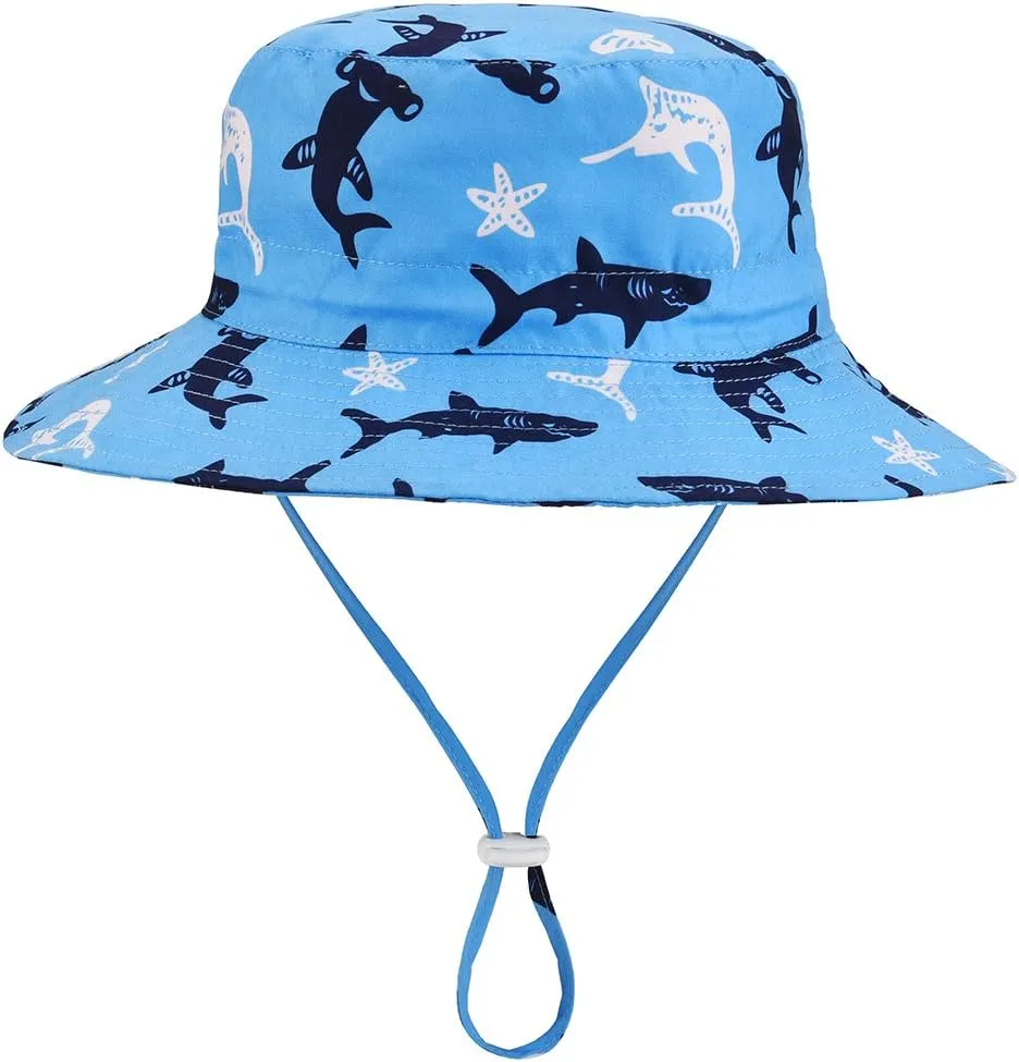 Baby Sun Hat Adjustable - Outdoor Toddler Swim Beach Pool Hat Kids UPF 50  Wide Brim Chin Strap Summer Play Hat