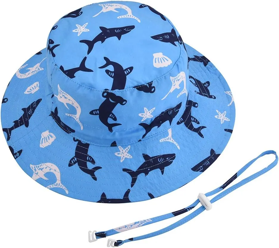 Baby Sun Hat Adjustable - Outdoor Toddler Swim Beach Pool Hat Kids UPF 50  Wide Brim Chin Strap Summer Play Hat