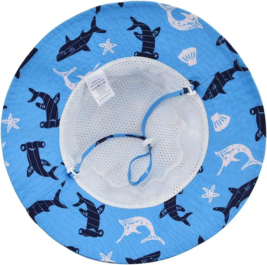 Baby Sun Hat Adjustable - Outdoor Toddler Swim Beach Pool Hat Kids UPF 50  Wide Brim Chin Strap Summer Play Hat