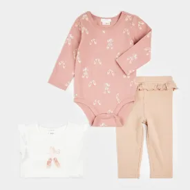 Ballet Slippers 3 PC Bodysuit Set