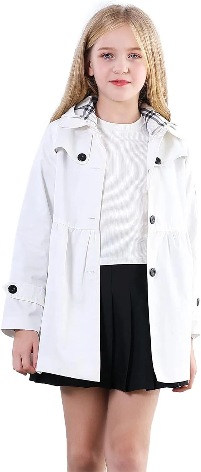 Betusline Girl's Single Breasted Trench Coat Dress Coat Outerwear, 2-14 Years