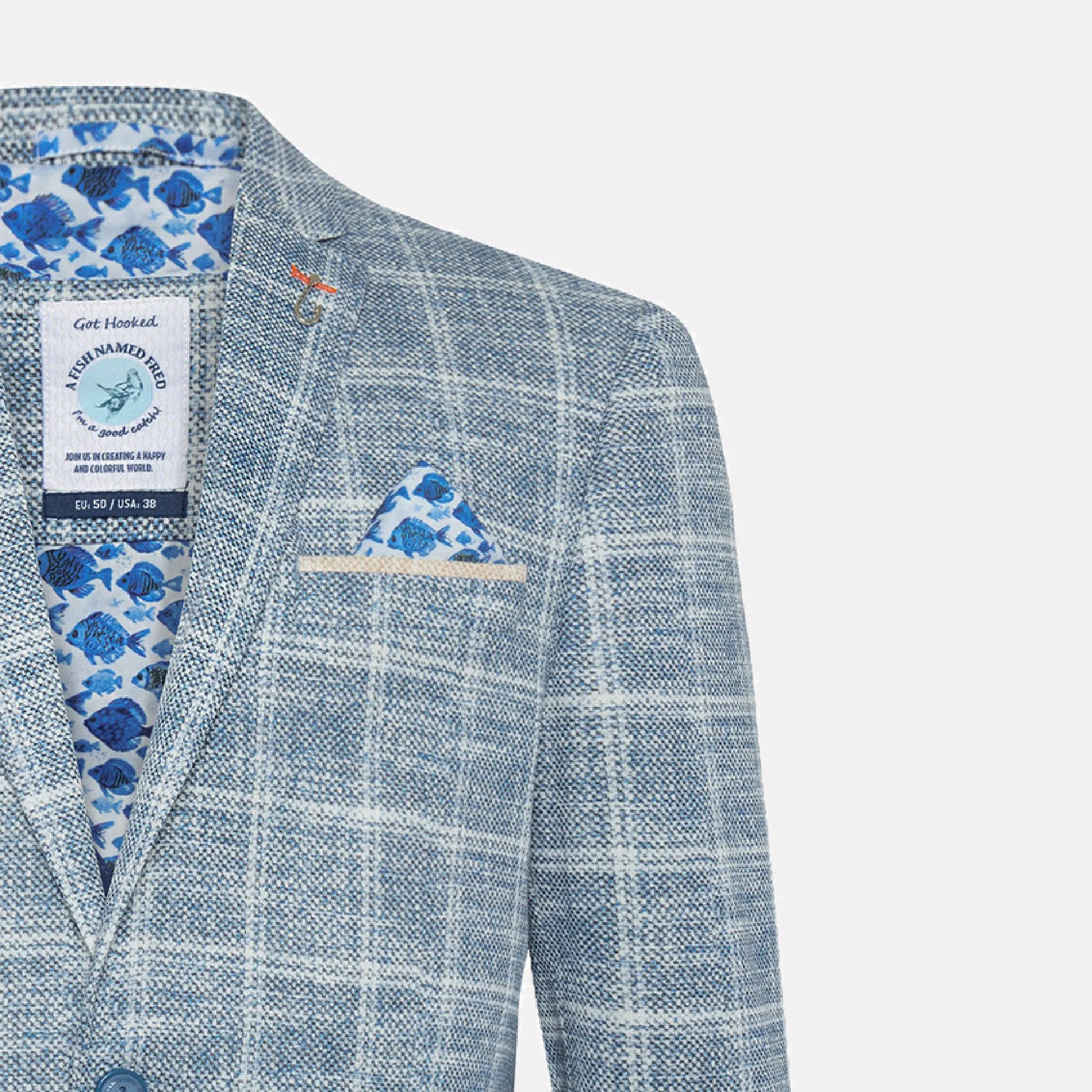 Blazer Travel Check Slim Fit Cotton Blend Jacket / Cobalt