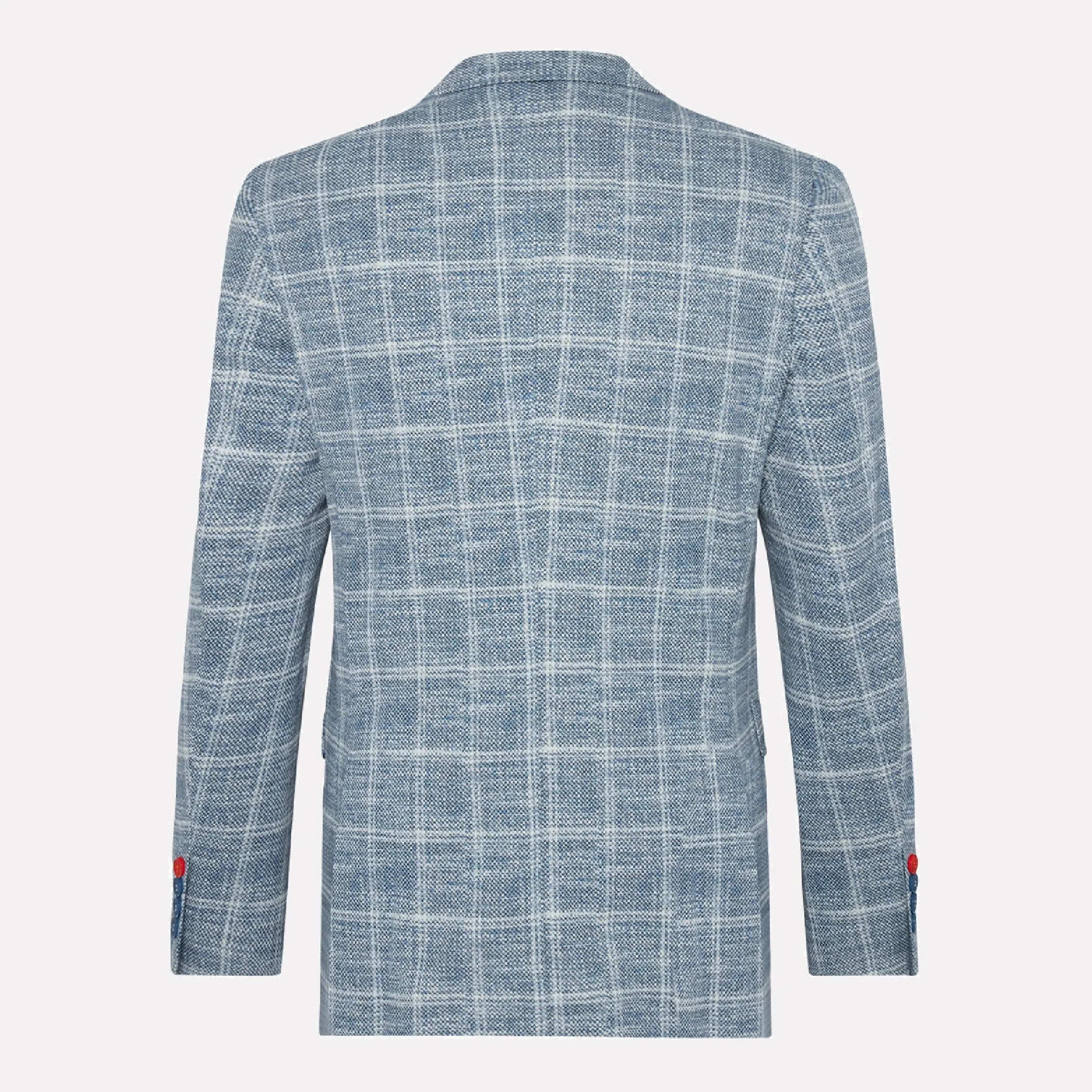 Blazer Travel Check Slim Fit Cotton Blend Jacket / Cobalt