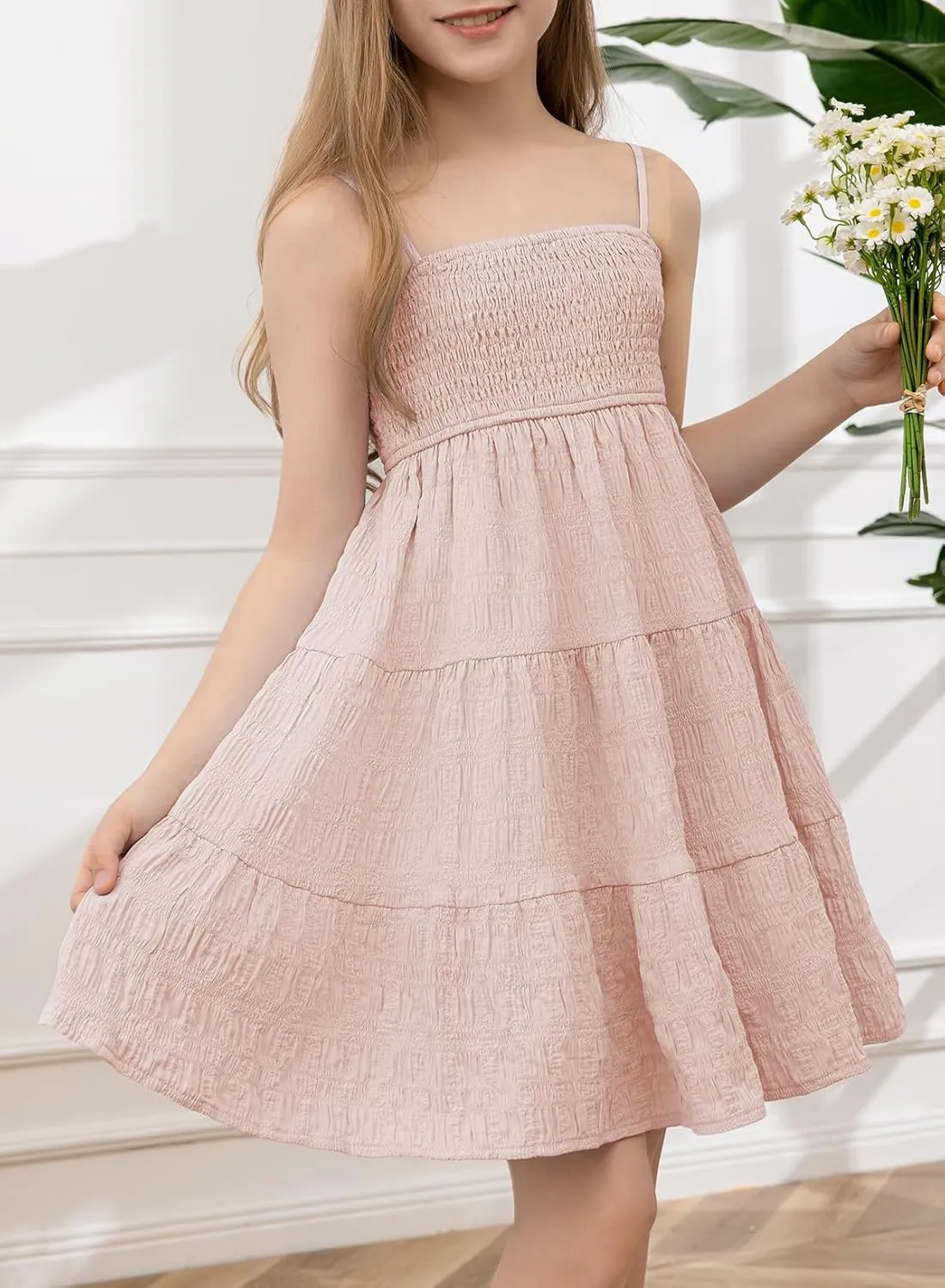 blibean Girls Summer Sundress Tween Sun Dresses Size 6-15 Years Old
