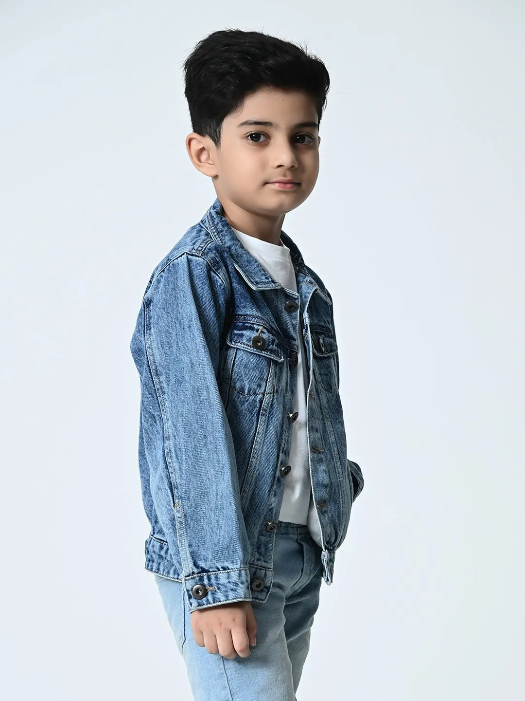 Boys Blue Washed Denim Jacket