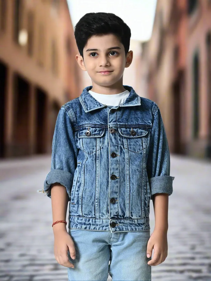 Boys Blue Washed Denim Jacket