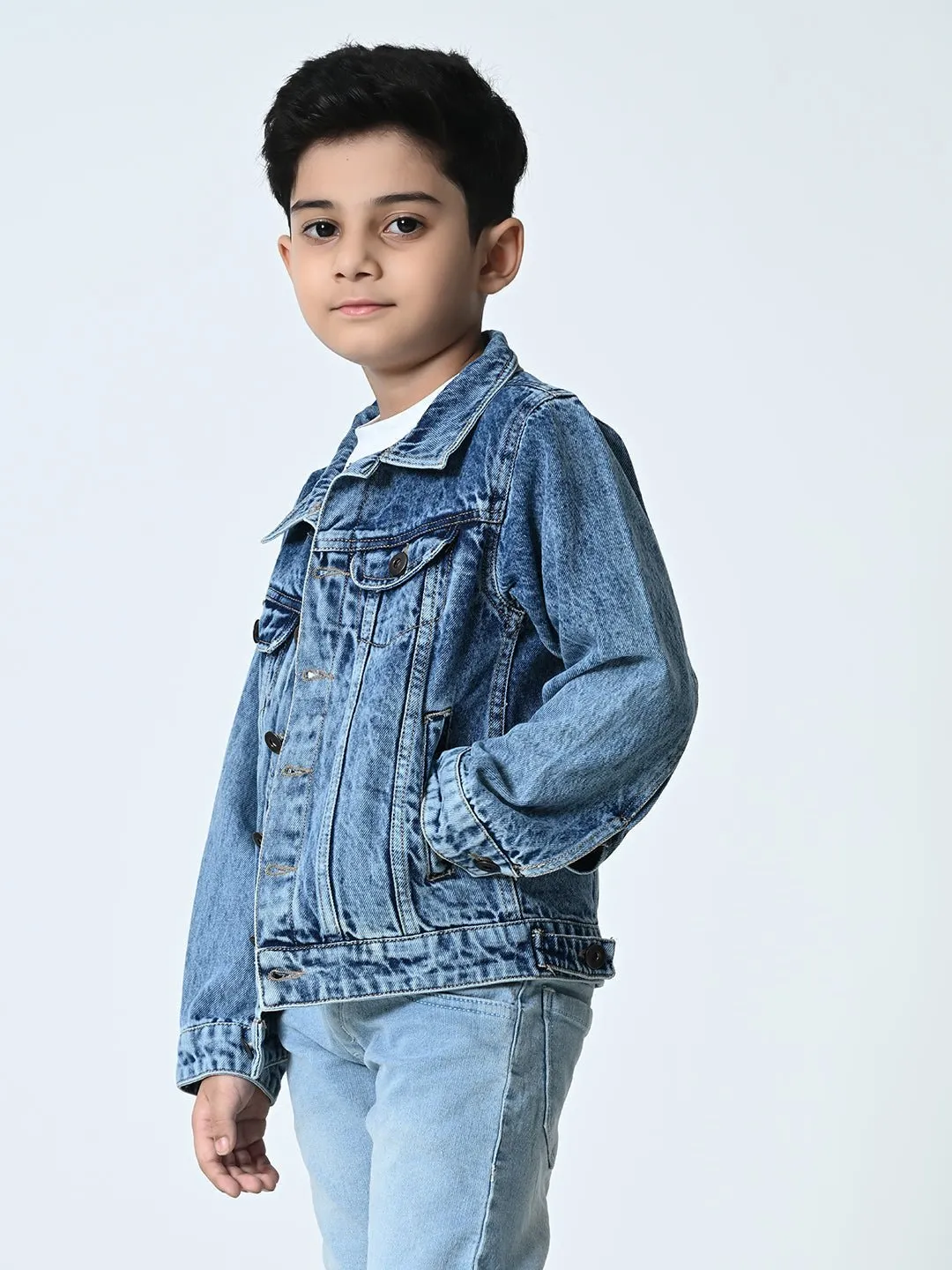 Boys Blue Washed Denim Jacket