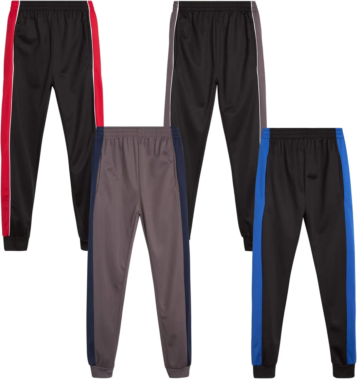 Boys Sweatpants - 4 Pack Tricot Athletic Kids Joggers Clothes for Boys Jogger Pants with Pockets (Size: 4-18)