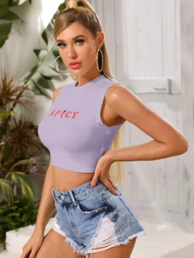 Chili & Letter Graphic Crop Top