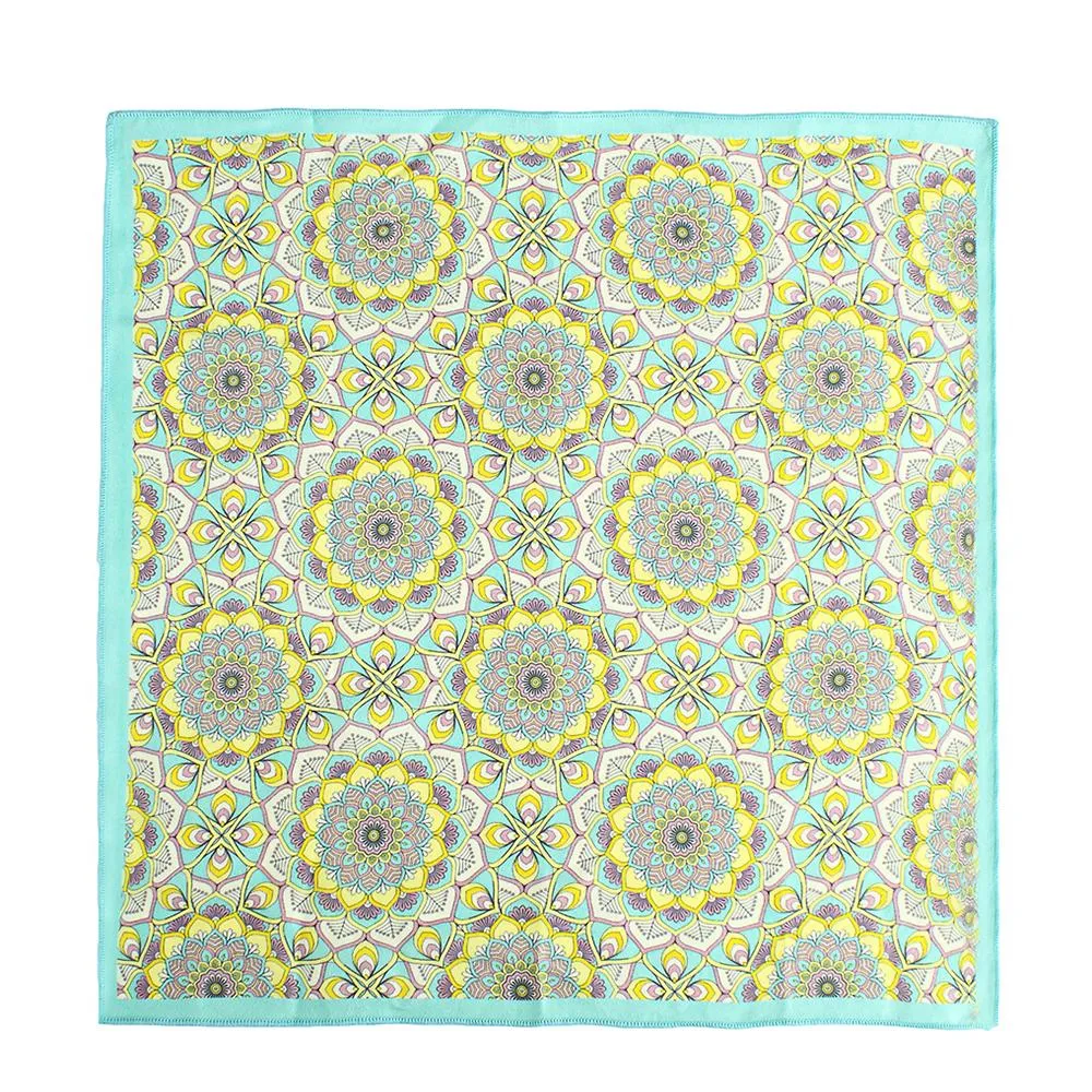 Chokore Sea Green and Lemon Pocket Square - Indian at Heart line