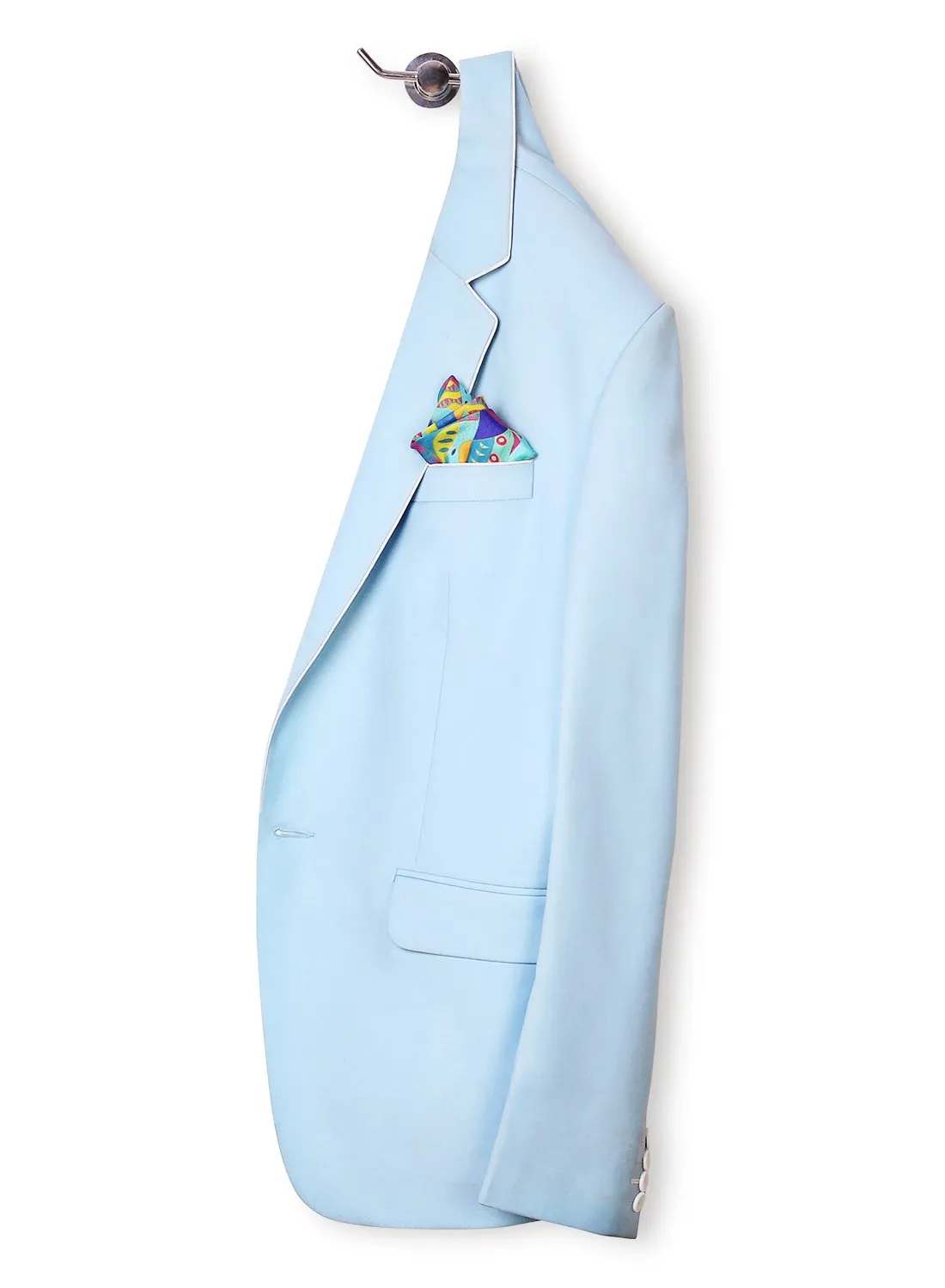 Chokore Turquoise & Orange Pocket Square - Marine line