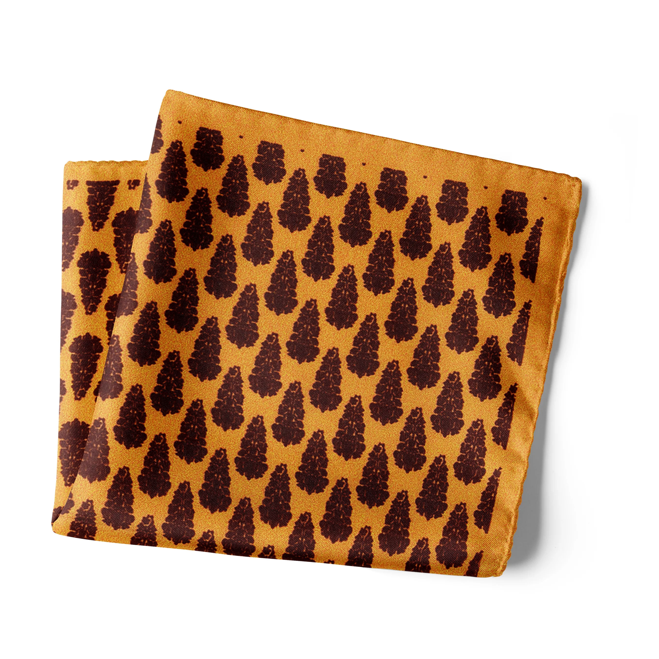Chokore Yellow & Rust Silk Pocket Square - Indian At Heart line
