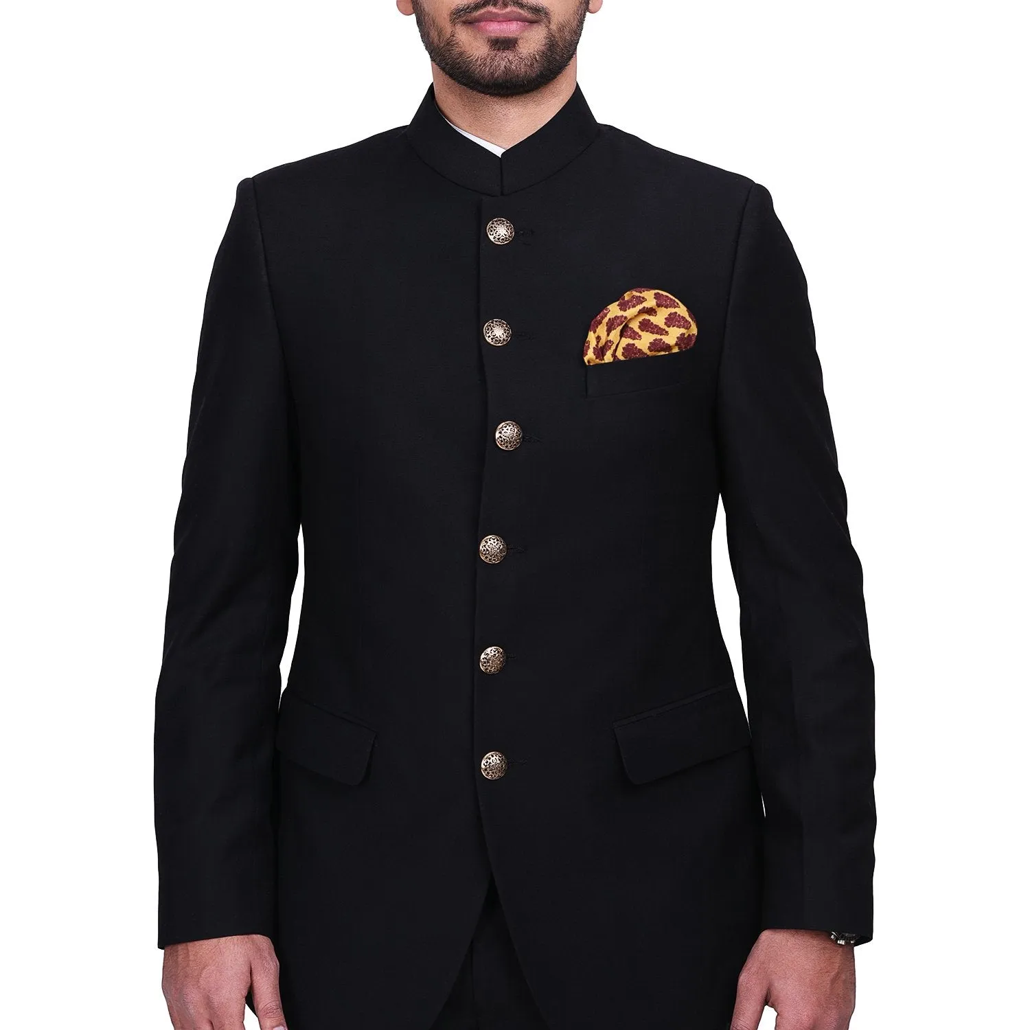 Chokore Yellow & Rust Silk Pocket Square - Indian At Heart line