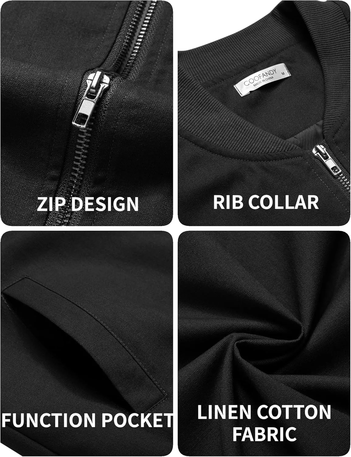 COOFANDY Men's Cotton Bomber Jacket Lightweight Flight Jackets Casual Softshell Varisty Jacket