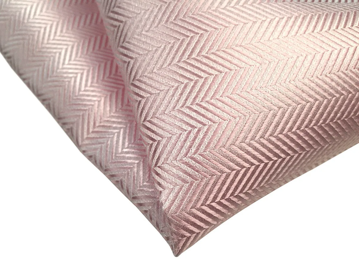 Cotton Candy Pink Herringbone Silk Pocket Square