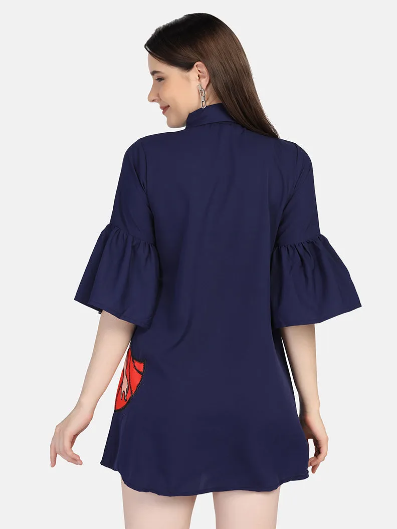 Crepe Printed Women Long Shirt-2962-2963