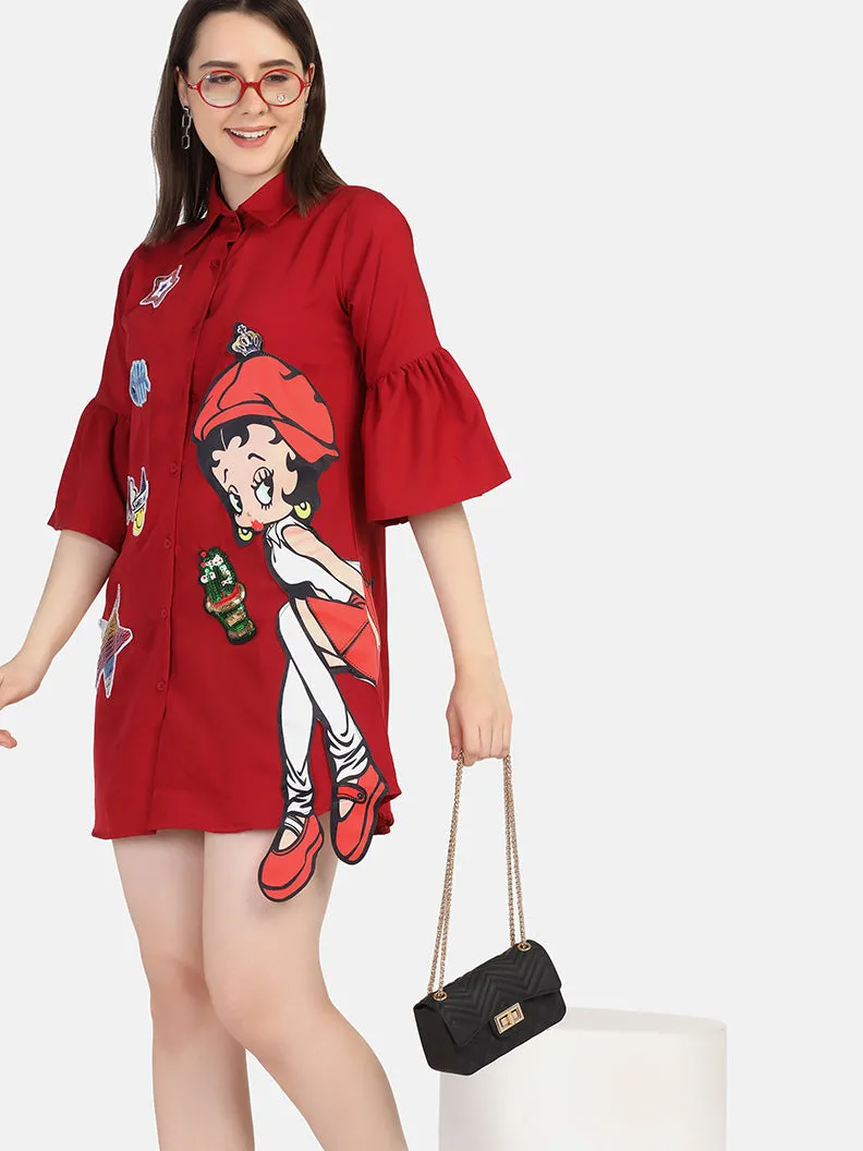 Crepe Printed Women Long Shirt-2962-2963