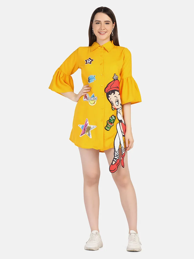 Crepe Printed Women Long Shirt-2962-2963