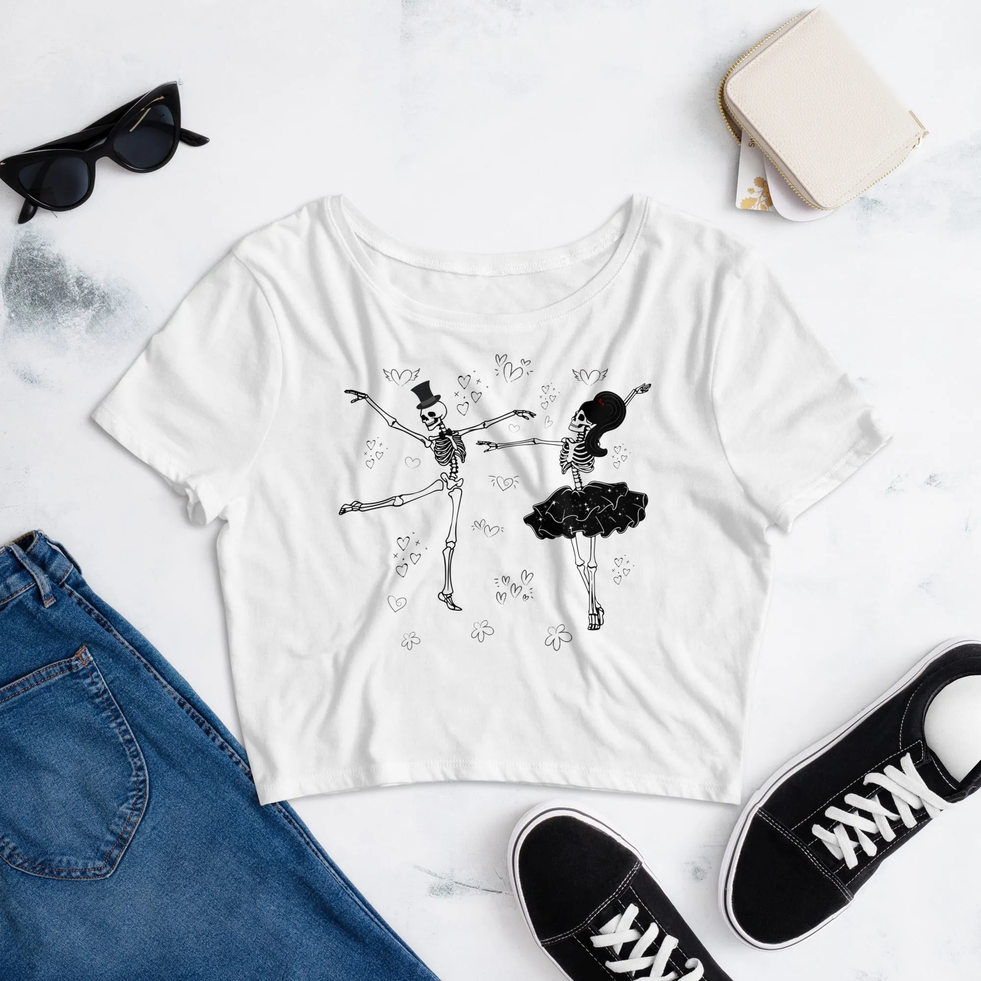 Dancing Skeleton Love Women’s Crop Tee, lioness-love