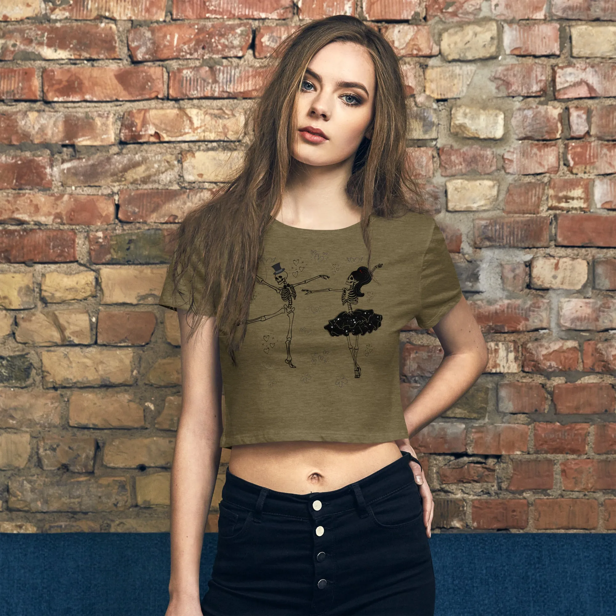 Dancing Skeleton Love Women’s Crop Tee, lioness-love