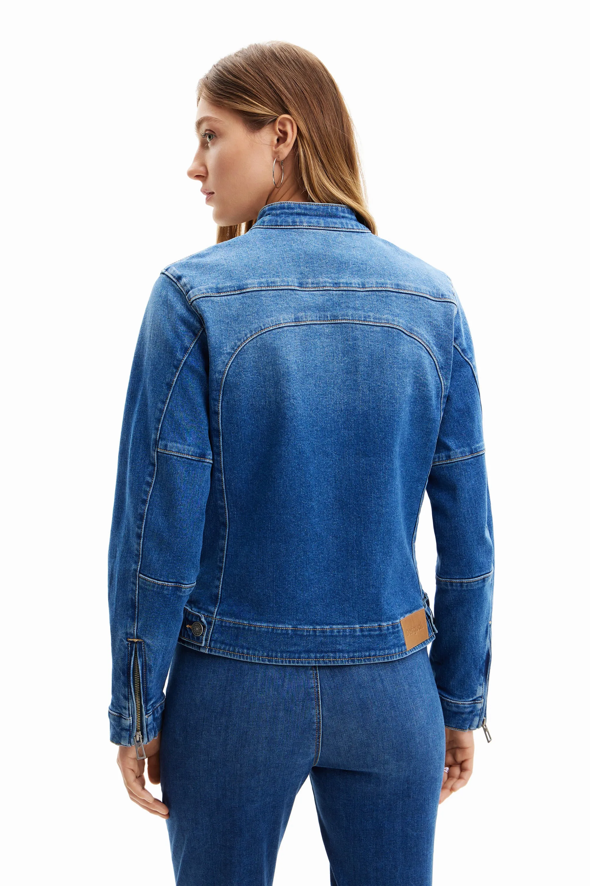 Desigual Ross Blue Denim Slim Biker Jacket 24SWED44