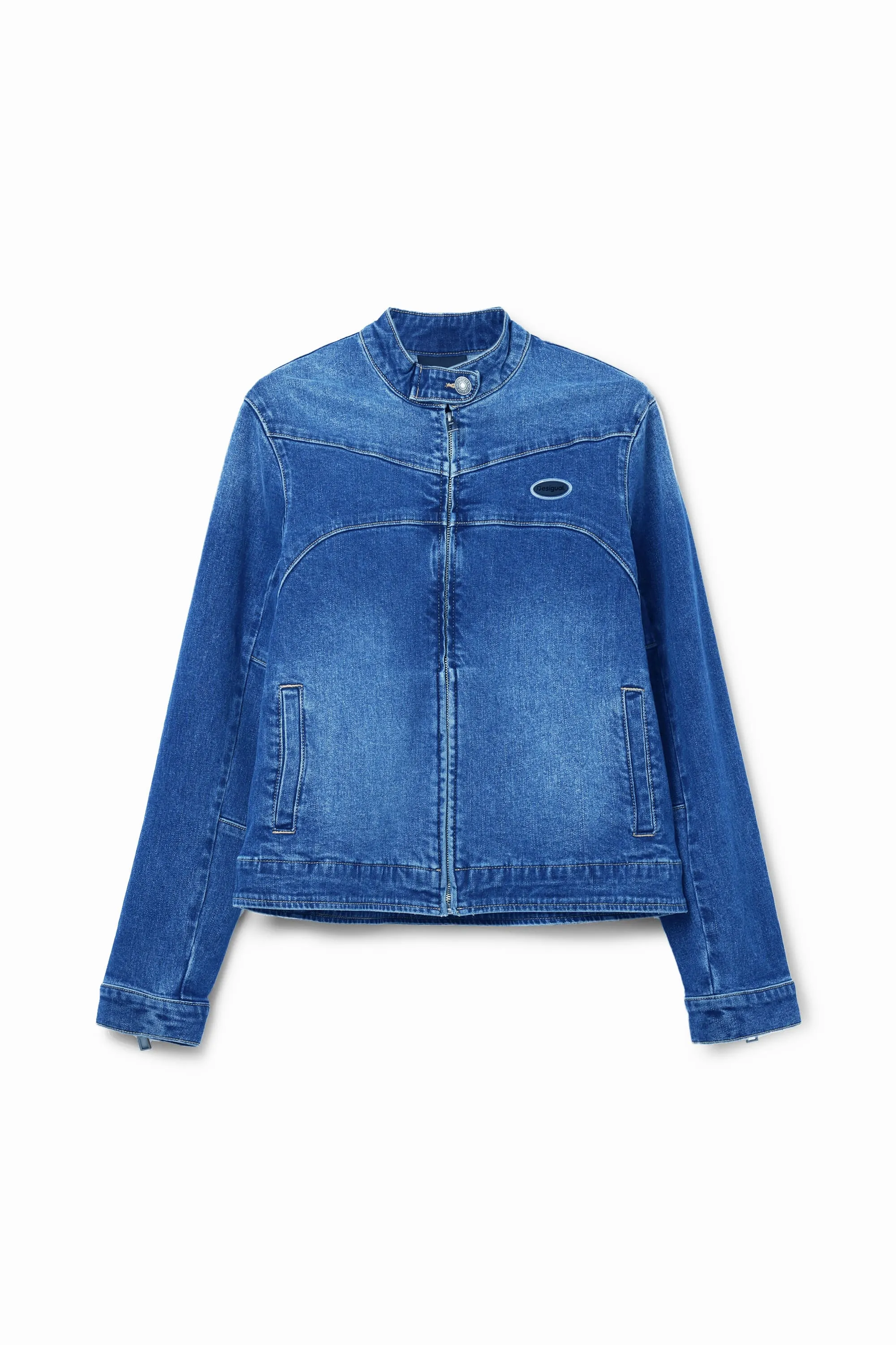 Desigual Ross Blue Denim Slim Biker Jacket 24SWED44