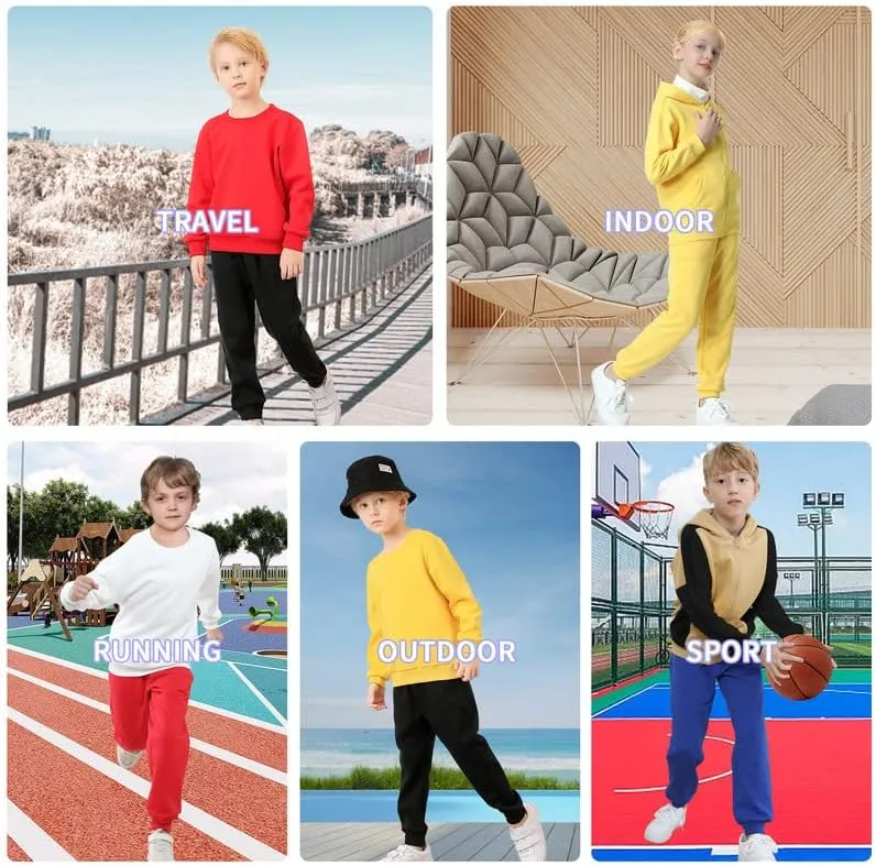 DOTDOG Kids Unisex Soft Brushed Fleece Pull-on Jogger Sweatpants Basic Casual Pants for Boys or Girls (3-12 Years)
