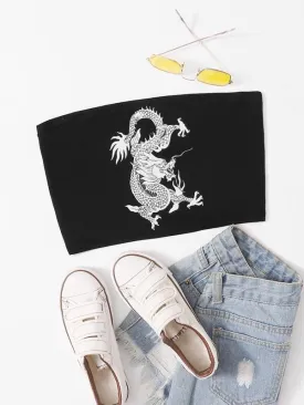 Dragon Print Crop Tube Top