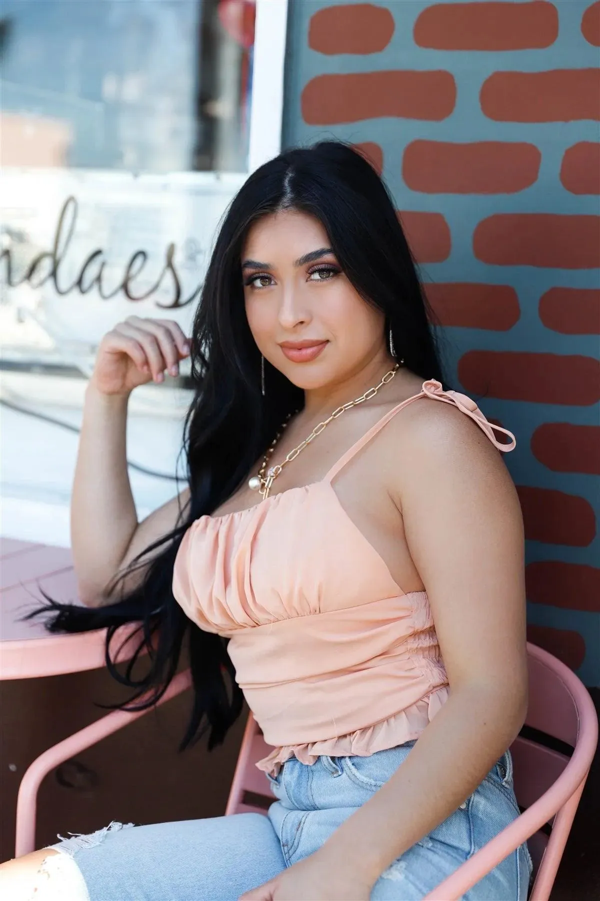 Dusty Orange Draped Self-Tie Strap Crop Top /3-2-1
