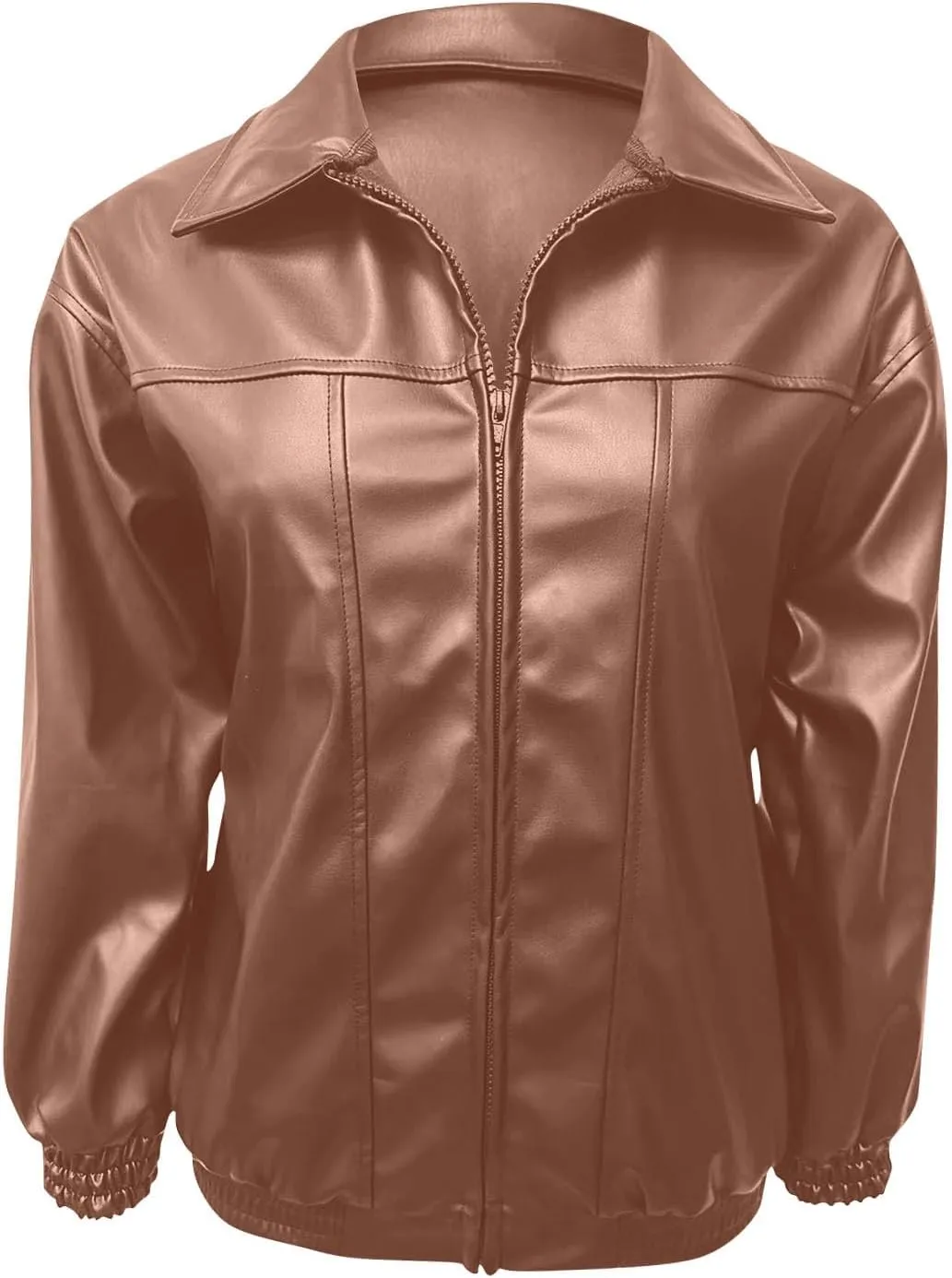 Faux Leather Jacket for Women Lapel Oversized Motorcycle Jacket Zip Up Bomber Coats Winter Fashion 2024 Fall Outfits