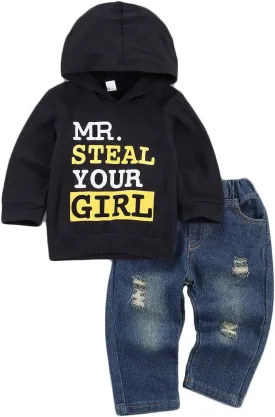 fhutpw Toddler Baby Boy Outfits Hoodie Sweatshirts & Jeans Clothes Set Fall Winter 6 9 12 18 24 Months