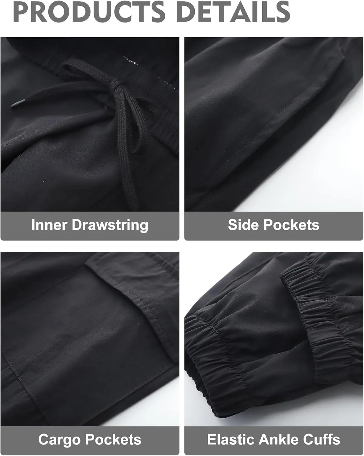 Flygo Boys Cargo Joggers Pants Quick Dry Hiking Pants Lightweight Outdoor Water-Resistant Athletic Track Trousers