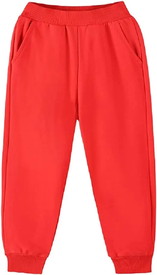 Girls Boys Sweatpants Toddler Baby Pants Kids Jogger Solid Cotton Casual Pull On Active Playwear