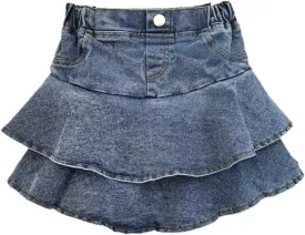 Girls Denim Skirt Summer Vintage Pleated Kids Skirt Shorts Children Uniform Skirt Jeans Skorts
