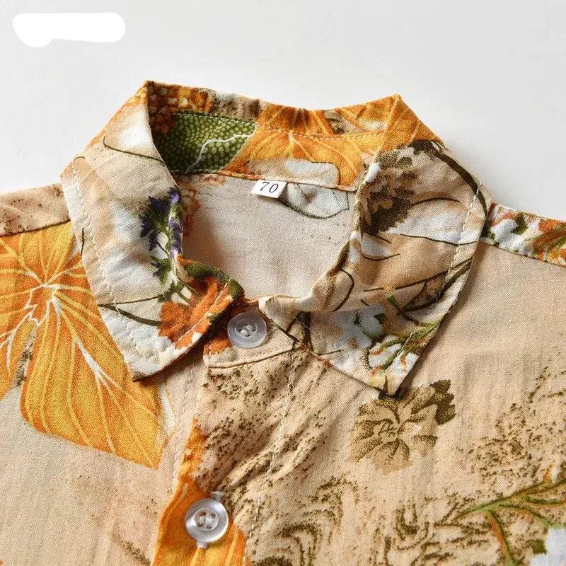 Hawaiian Children Boys Casual Clothes Short Sleeve Printed Shirt Shorts Kids Boys 2Pcs Suit