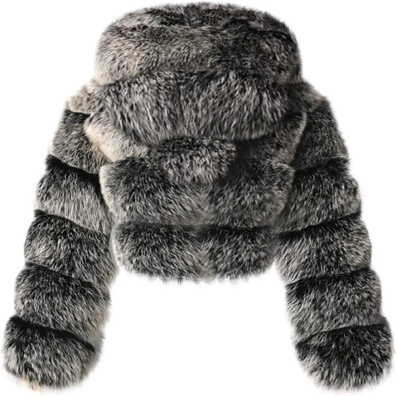hlysgo Winter Crop Coats Womens Faux Fur Jacket Long Sleeve Hooded Cropped Jackets Zipper Fuzzy Short Coat Outerwear