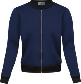 Hybrid & Company Women's Fashion Color Casual Office Comfy Zip Up Bomber Jacket Made in USA