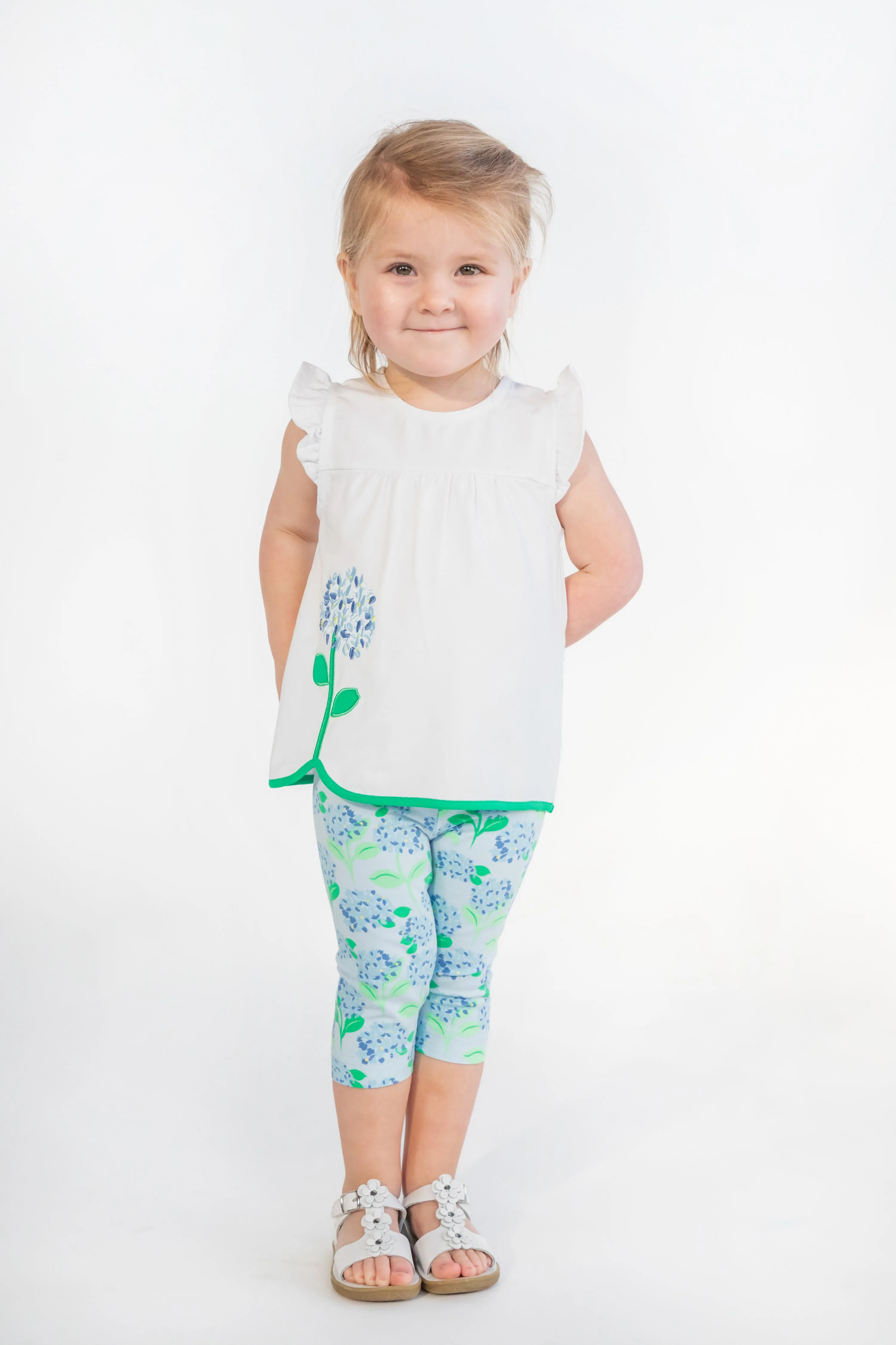 Hydrangea Print Knit Capri Legging