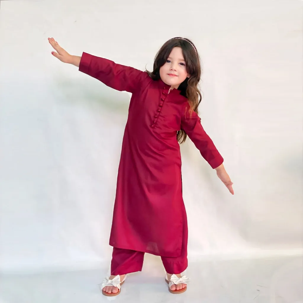Kids Crimson Chic - 2 PC Stitched