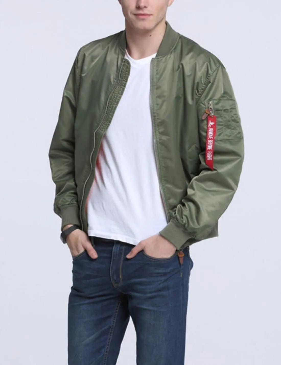 Kinkia Men's Aviator Bomber Jacket Casual Zip Up Flight Lightweight Windbreaker Jackets
