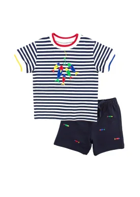 Knit Short Set With Fish