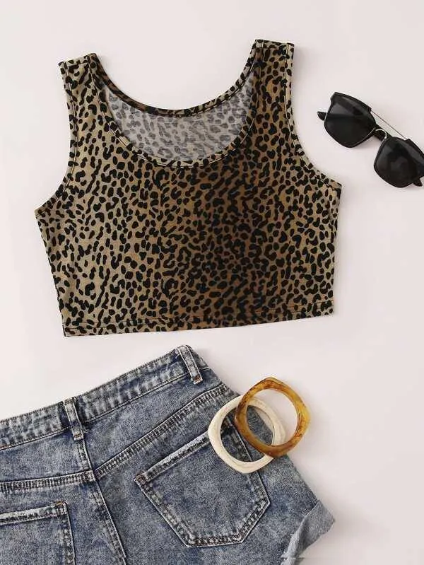 Leopard Print Crop Tank Top