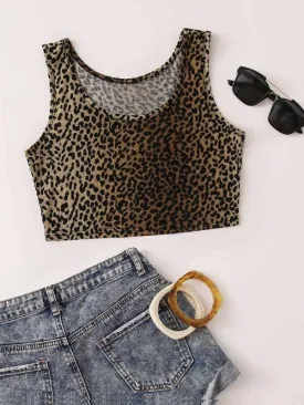 Leopard Print Crop Tank Top
