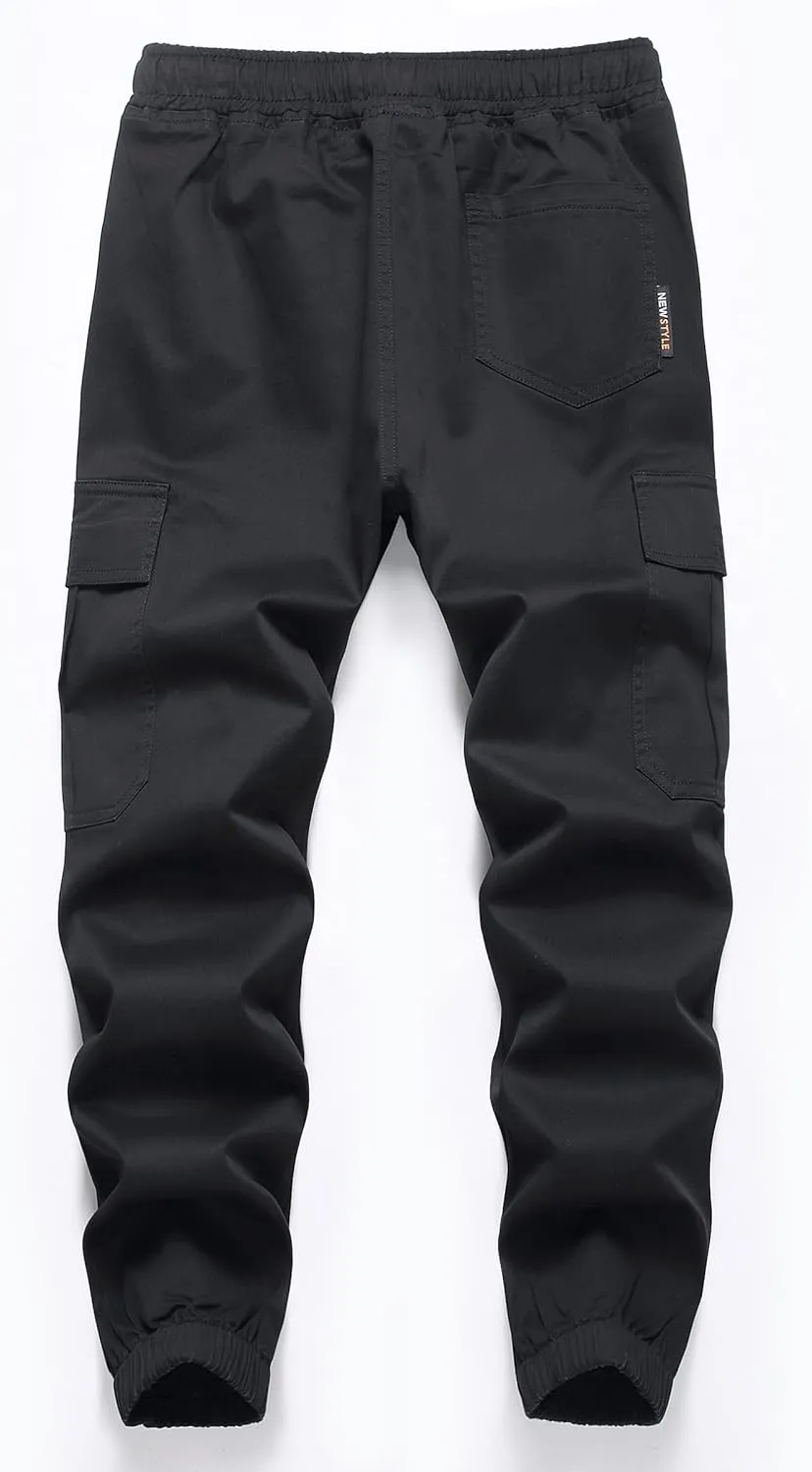 LOKTARC Boys' Pull-on Cargo Joggers Pants Kids Casual School Uniforms Pant