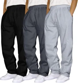 Men's 3 Pack Sweatpants Loose Fleece Sweatpants Elastic Waist Drawstring Jogger Sport Pants Baggy Sweat Pants