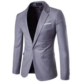 Mens Grey Slim Fit Casual Blazer