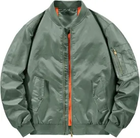 Men'S Vintage Softshell Bomber Jacket Fleece Lined Tactical Zip Up Jacket Lightweight Fall Winter Windbreaker