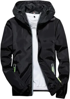 Men's Wind Breaker Jackets Rain Jacket Windbreaker Lightweight Shell Raincoat With Hood For Golf, M-7XL