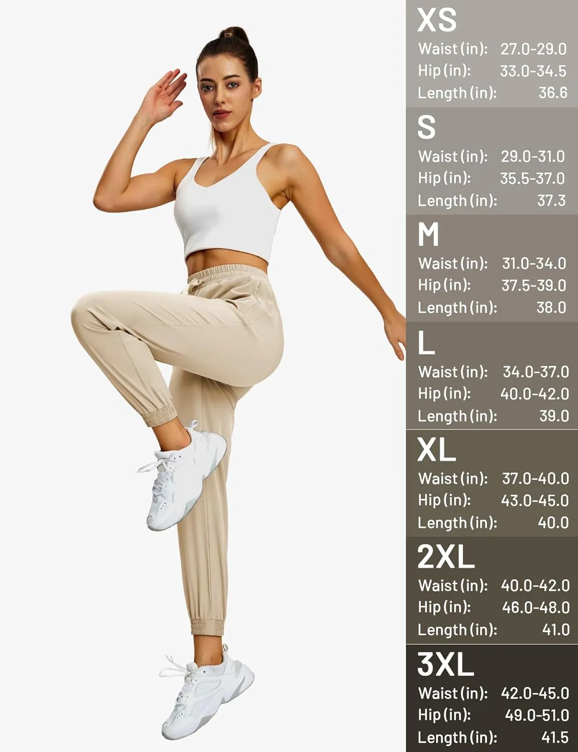 MIER Women's Lightweight Jogger Pants with Zipper Pockets Running Athletic Hiking Travel Drawstring Pants, Quick Dry