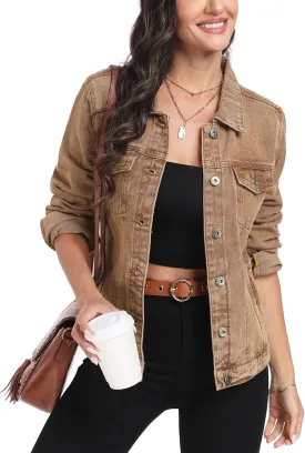 MISS MOLY Women's Denim Jackets Button Up Long Sleeve Basic Trendy Trucker Jackets